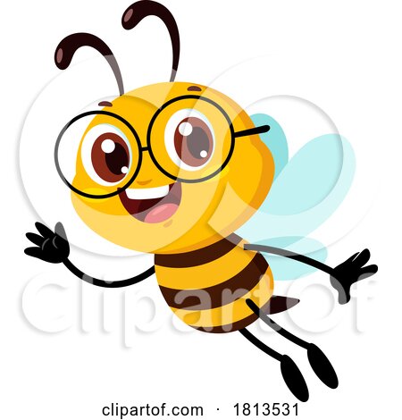 Waving School Bee Mascot Licensed Cartoon Clipart by Hit Toon