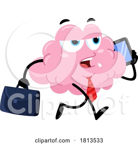 Business Brain Mascot Licensed Cartoon Clipart by Hit Toon