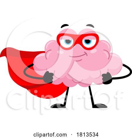 Super Hero Brain Mascot Licensed Cartoon Clipart by Hit Toon