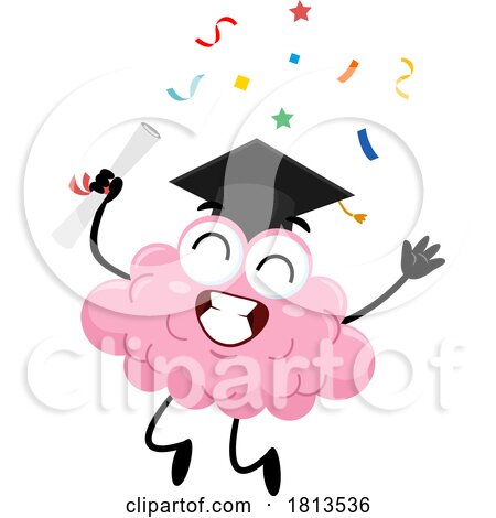 Graduate Brain Mascot Licensed Cartoon Clipart by Hit Toon