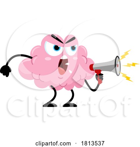 Brain Mascot Using a Megaphone Licensed Cartoon Clipart by Hit Toon