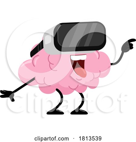 Brain Mascot Wearing VR Goggles Licensed Cartoon Clipart by Hit Toon