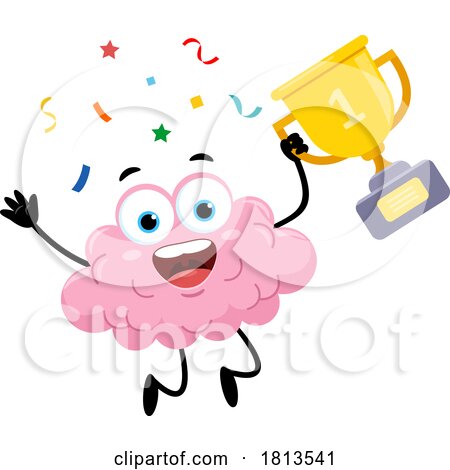 Brain Mascot with a Trophy Licensed Cartoon Clipart by Hit Toon