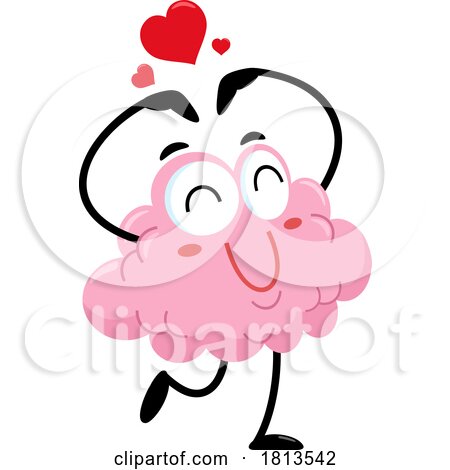 Brain Mascot Making a Heart Licensed Cartoon Clipart by Hit Toon