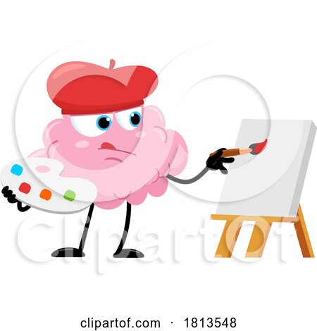 Artist Brain Mascot Licensed Cartoon Clipart by Hit Toon