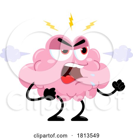 Bad Tempered Brain Mascot Licensed Cartoon Clipart by Hit Toon