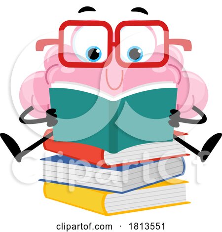 Reading Brain Mascot Licensed Cartoon Clipart by Hit Toon