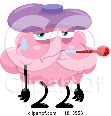 Sick Brain Mascot Licensed Cartoon Clipart by Hit Toon