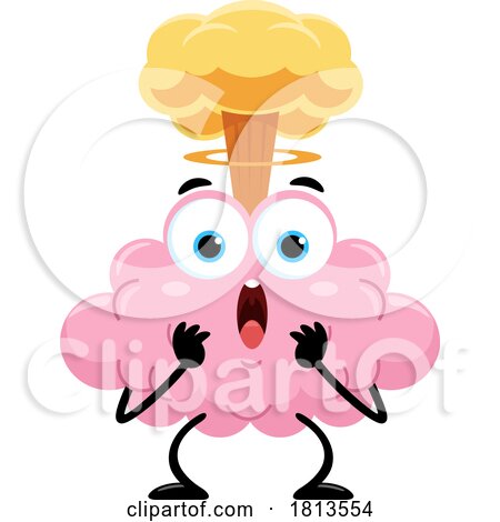 Mind Blown Brain Mascot Licensed Cartoon Clipart by Hit Toon