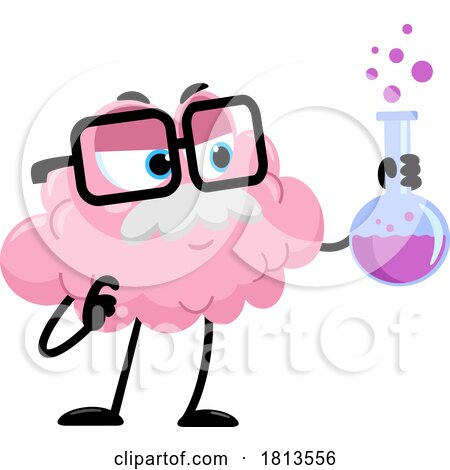 Scientist Brain Mascot Licensed Cartoon Clipart by Hit Toon