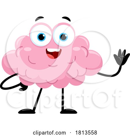 Waving Brain Mascot Licensed Cartoon Clipart by Hit Toon