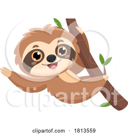 Cute Sloth in a Tree Licensed Cartoon Clipart by Hit Toon