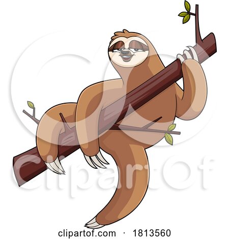 Sloth Hanging out on a Branch Licensed Cartoon Clipart by Hit Toon