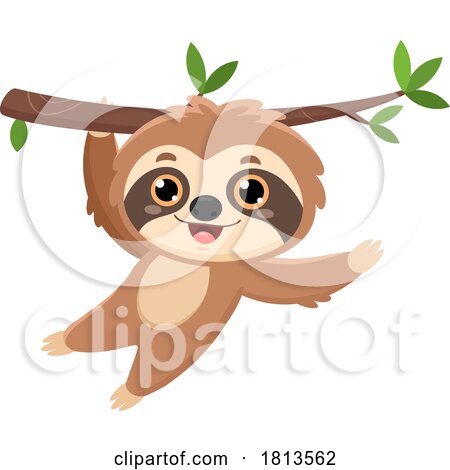 Sloth Hanging out on a Branch Licensed Cartoon Clipart by Hit Toon