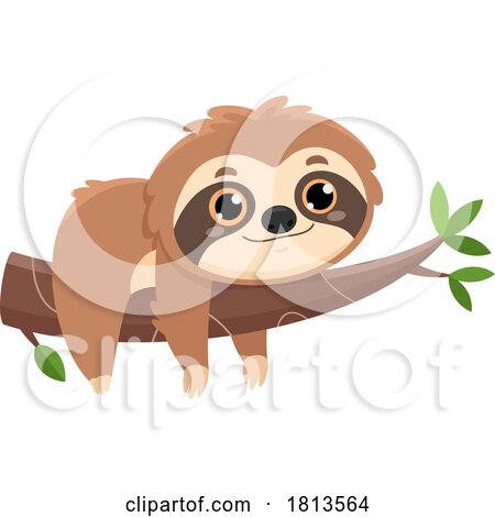 Sloth Hanging out on a Branch Licensed Cartoon Clipart by Hit Toon