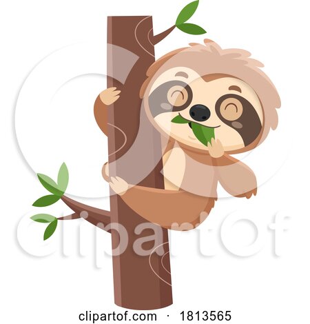 Sloth Eating a Leaf Licensed Cartoon Clipart by Hit Toon