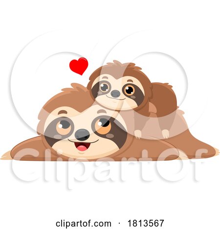 Sloth and Baby Cuddling Licensed Cartoon Clipart by Hit Toon