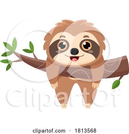 Sloth Hanging out on a Branch Licensed Cartoon Clipart by Hit Toon