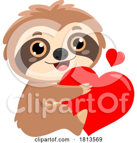 Sloth Hugging a Heart Licensed Cartoon Clipart by Hit Toon