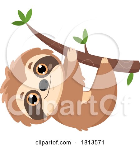 Sloth Hanging on a Branch Licensed Cartoon Clipart by Hit Toon