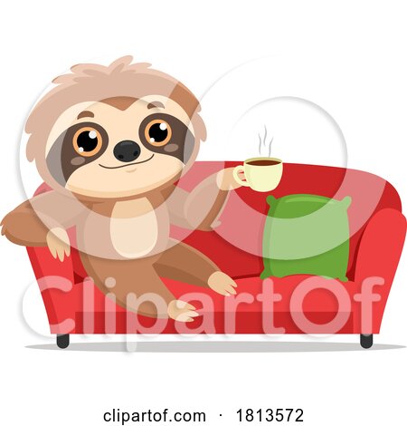 Sloth with Coffee Licensed Cartoon Clipart by Hit Toon