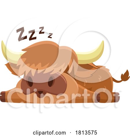 Highland Cow Mascot Sleeping Licensed Cartoon Clipart by Hit Toon