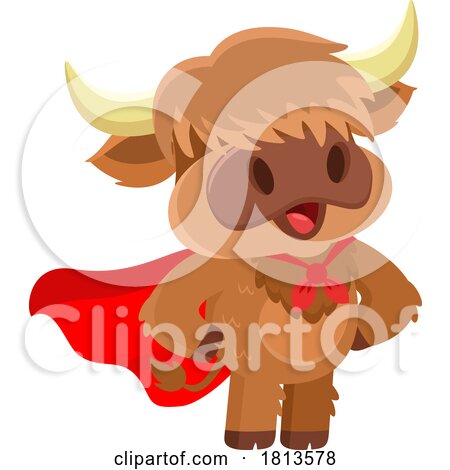 Super Hero Highland Cow Mascot Licensed Cartoon Clipart by Hit Toon