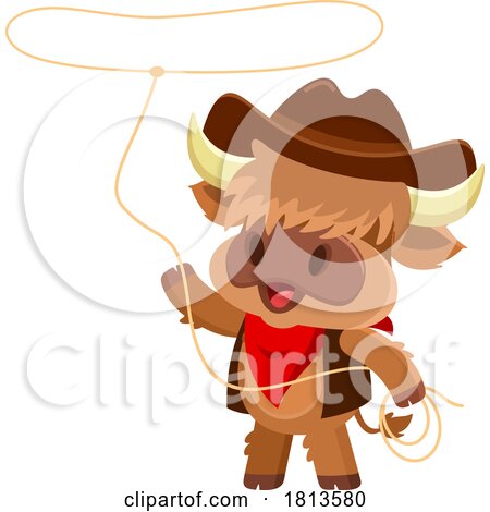 Highland Cow Mascot Cowboy Licensed Cartoon Clipart by Hit Toon