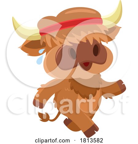 Highland Cow Mascot Running Licensed Cartoon Clipart by Hit Toon