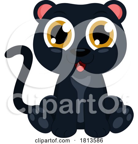 Sitting Panther Licensed Cartoon Clipart by Hit Toon