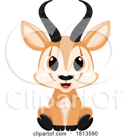 Sitting Baby Springbok Licensed Cartoon Clipart by Hit Toon