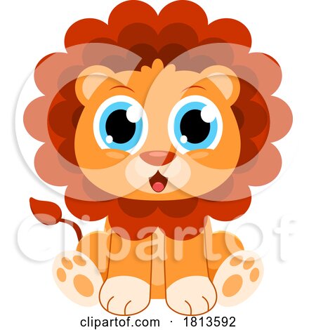 Cute Sitting Lion Cub Licensed Cartoon Clipart by Hit Toon