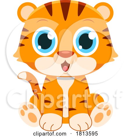 Cute Sitting Tiger Cub Licensed Cartoon Clipart by Hit Toon