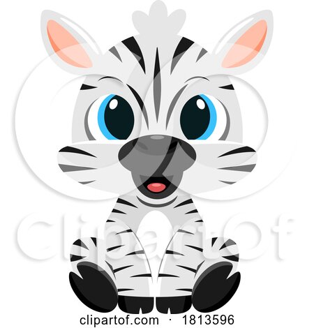 Cute Sitting Zebra Licensed Cartoon Clipart by Hit Toon