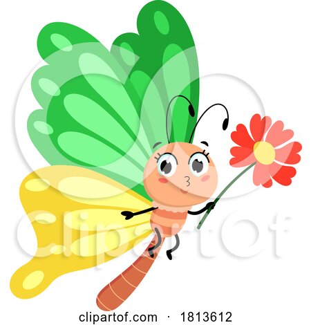 Butterfly with a Flower Licensed Cartoon Clipart by Hit Toon