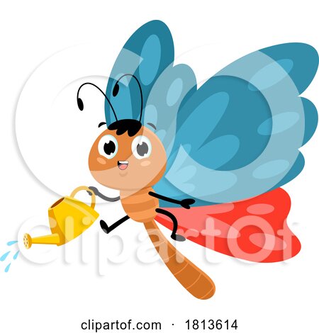 Butterfly with a Watering Can Licensed Cartoon Clipart by Hit Toon