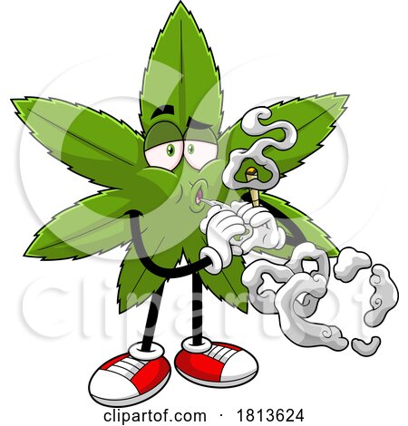 Pot Leaf Mascot Blowing Smoke Hearts Licensed Cartoon Clipart by Hit ...