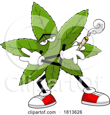 Dancing and Smoking Pot Leaf Mascot Licensed Cartoon Clipart by Hit Toon