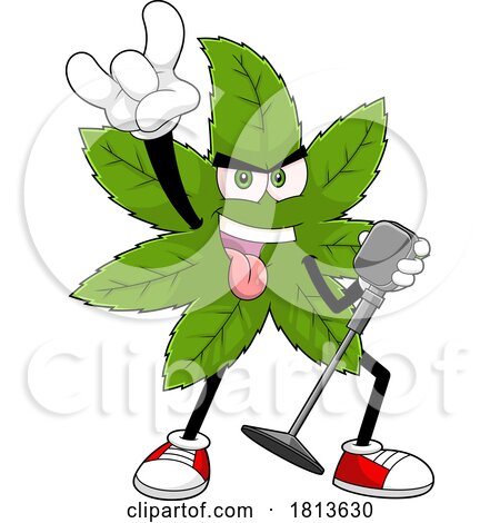 Rock Star Pot Leaf Mascot Licensed Cartoon Clipart by Hit Toon