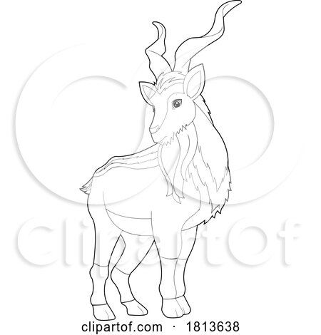 Markhor Licensed Black and White Cartoon Clipart by Hit Toon