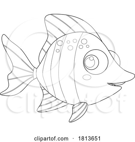 Cute Fish Licensed Black and White Cartoon Clipart by Hit Toon