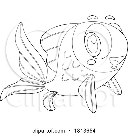 Cute Fish Licensed Black and White Cartoon Clipart by Hit Toon