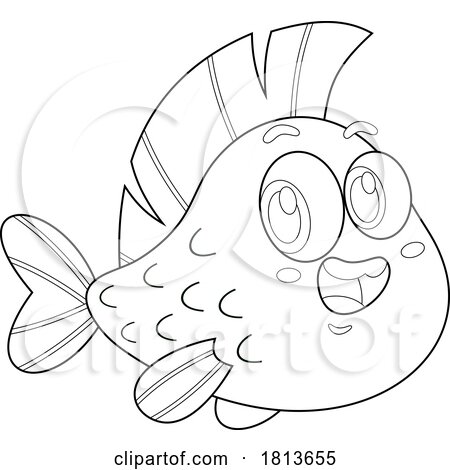 Cute Fish Licensed Black and White Cartoon Clipart by Hit Toon