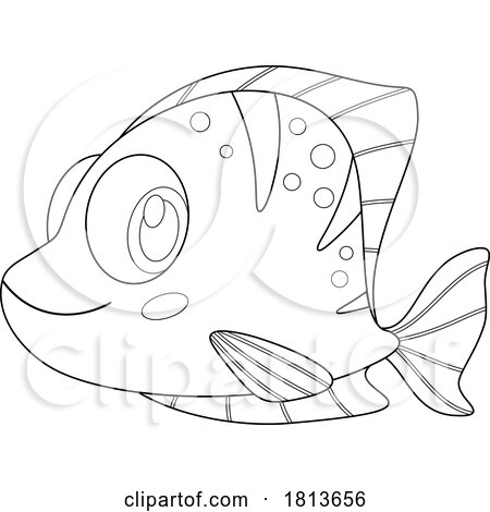 Cute Fish Licensed Black and White Cartoon Clipart by Hit Toon