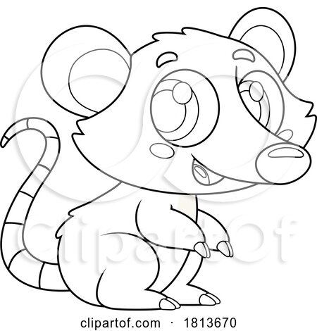 Cute Opossum Licensed Black and White Cartoon Clipart by Hit Toon