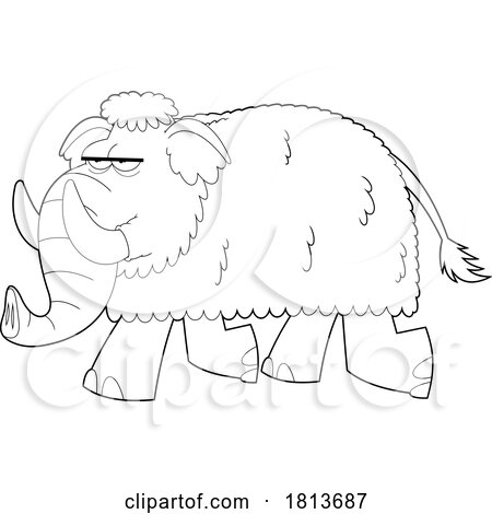 Mammoth Licensed Black and White Cartoon Clipart by Hit Toon