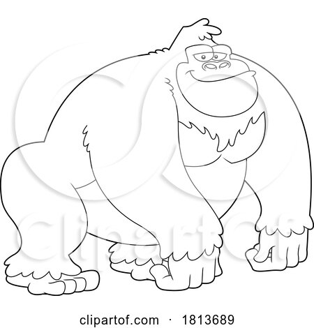 Gorilla Licensed Black and White Cartoon Clipart by Hit Toon