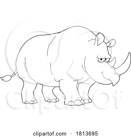 Rhino Licensed Black and White Cartoon Clipart by Hit Toon