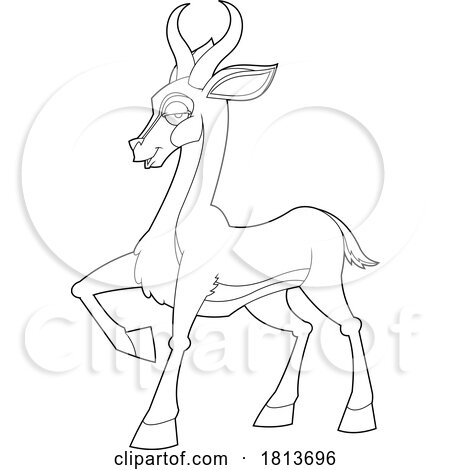 Springbok Licensed Black and White Cartoon Clipart by Hit Toon