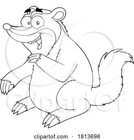 Badger Licensed Black and White Cartoon Clipart by Hit Toon